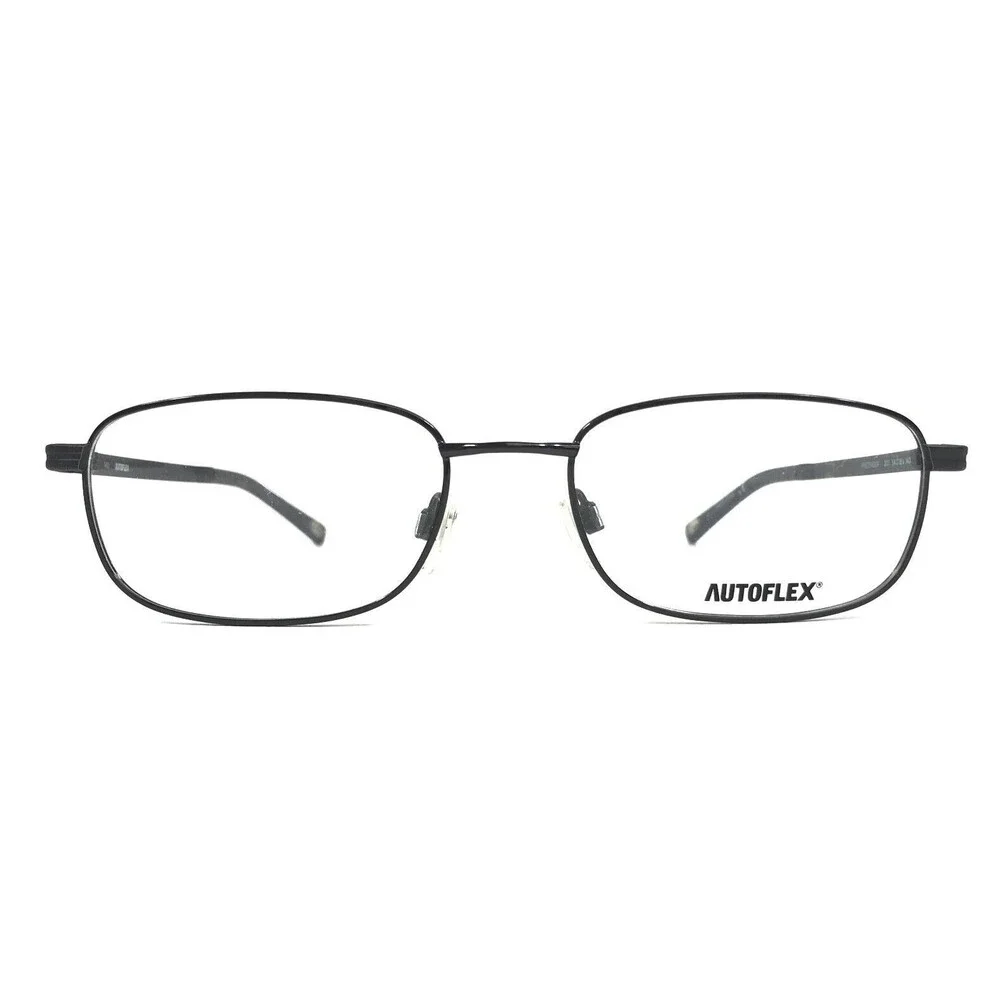 Autoflex Eyeglasses Frames PRETENDER 001 Black Rectangle Wire Rim 54-18-140